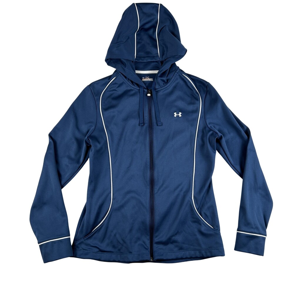 Under Armour AllSeasonGear Jacket Womens Medium Blue Hooded Full Zip Running